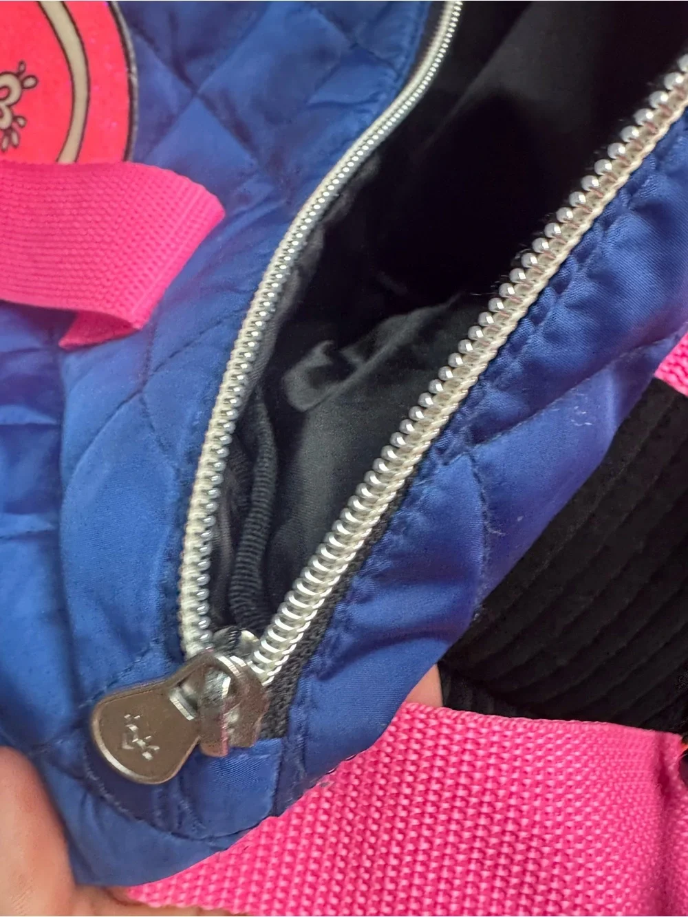 Justice Quilted Navy Duffel with Hot Pink Accents